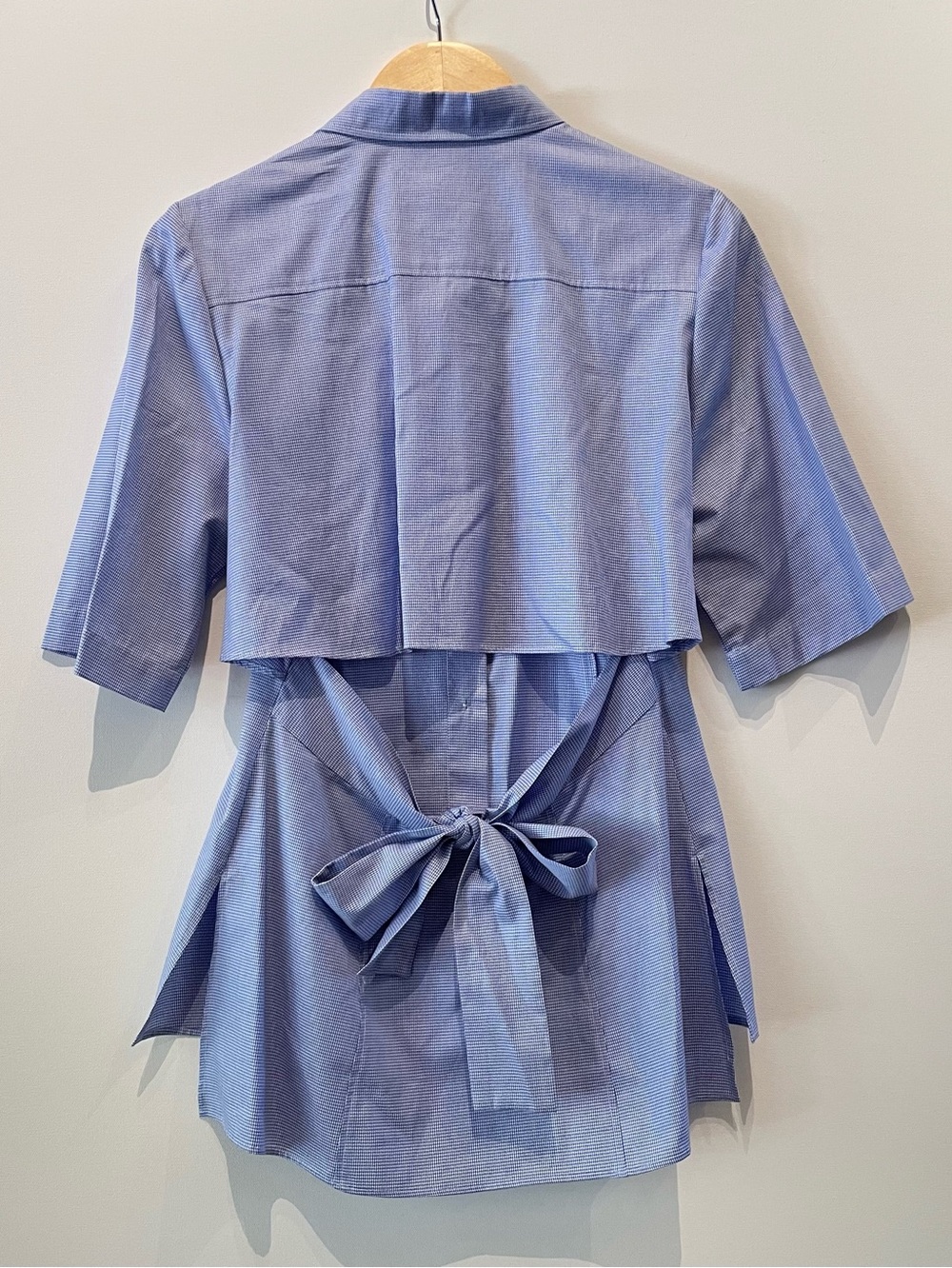 Stella McCartney Blue and White Micro Houndstooth Shirt